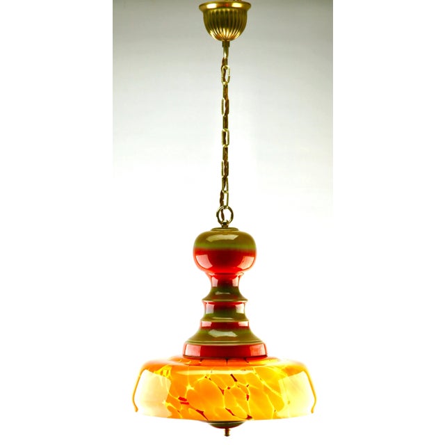 Mid-Century Murano Glass Shade in Various Colours Ceramic Mount Pendant Light For Sale - Image 10 of 12