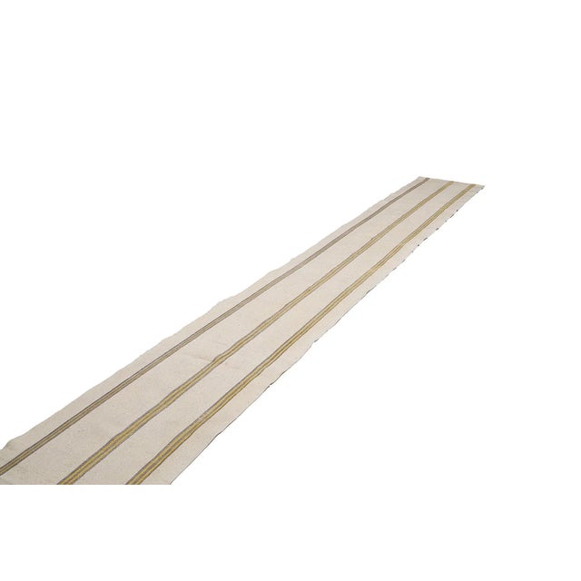 Mid-Century Modern Mid 20th Century Striped Long Vintage Kilim Runner For Sale - Image 3 of 7