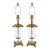 Neoclassical Brass & Blown Glass Hurricane Urn Table Lamps - A Pair For Sale