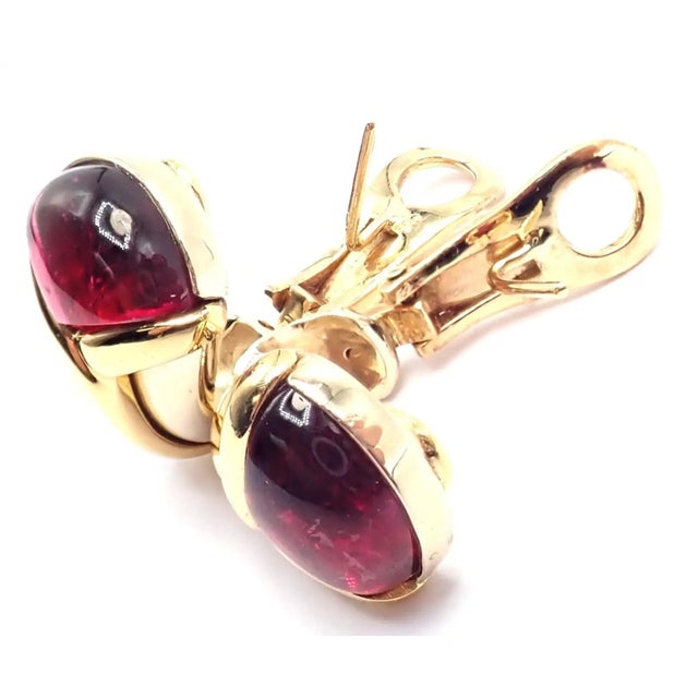 1980s Vintage Bulgari Bvlgari Pink Tourmaline Yellow & White Gold Earrings, Pair For Sale - Image 5 of 12