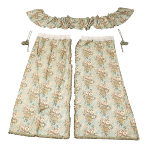 Vintage Baker Printed Interlined Curtain Panels, Valence, and Tie Backs- A Set of Five