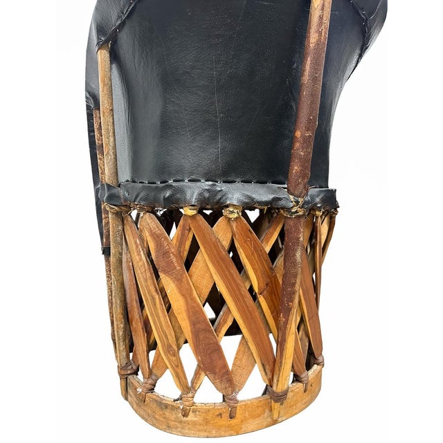 Vintage Equipale Barrel Tub Chairs in Black and Tan Leather, 1950s, Set of 2 For Sale - Image 9 of 13