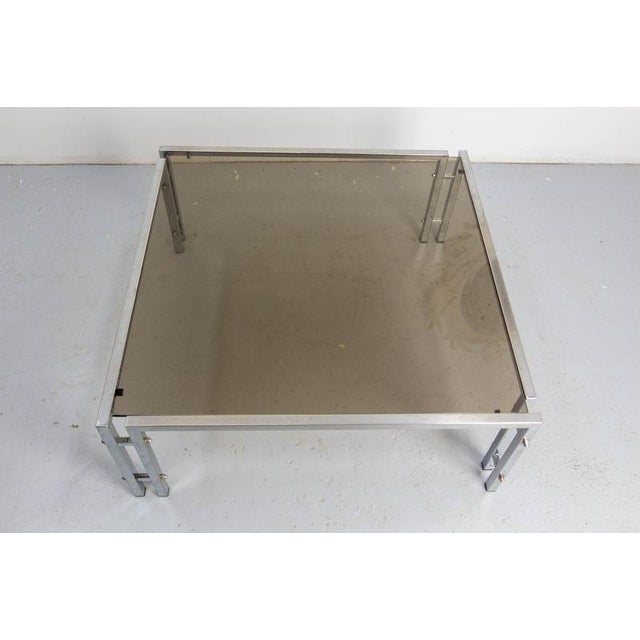Vintage French Coffee Table in Chrome and Smoked Glass, 1970 For Sale - Image 4 of 12