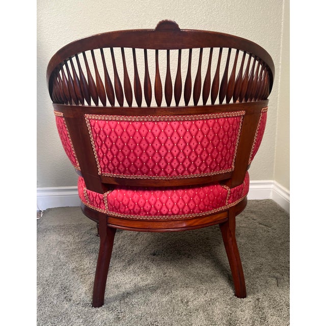 1900 - 1909 Edwardian Mahogany Barrel Back Conversation Chair, Circa 1900 For Sale - Image 5 of 8