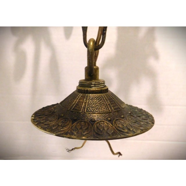 Metal Antique Art Nouveau Bronze Two-Tiered Chandelier For Sale - Image 7 of 15