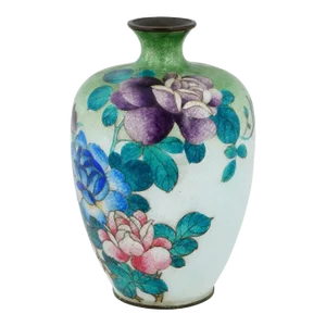 Antique Japanese Meiji Era Ginbari Cloisonne Vase