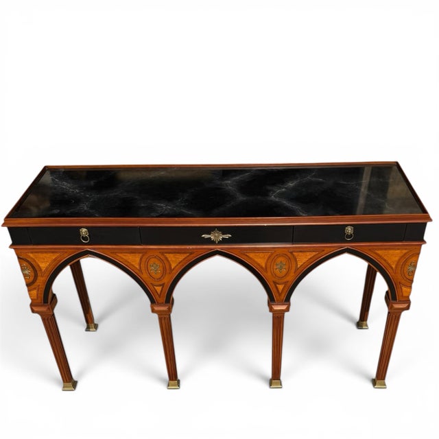 1980s Mario Buatta Gothic Regency Console Table For Sale - Image 5 of 9