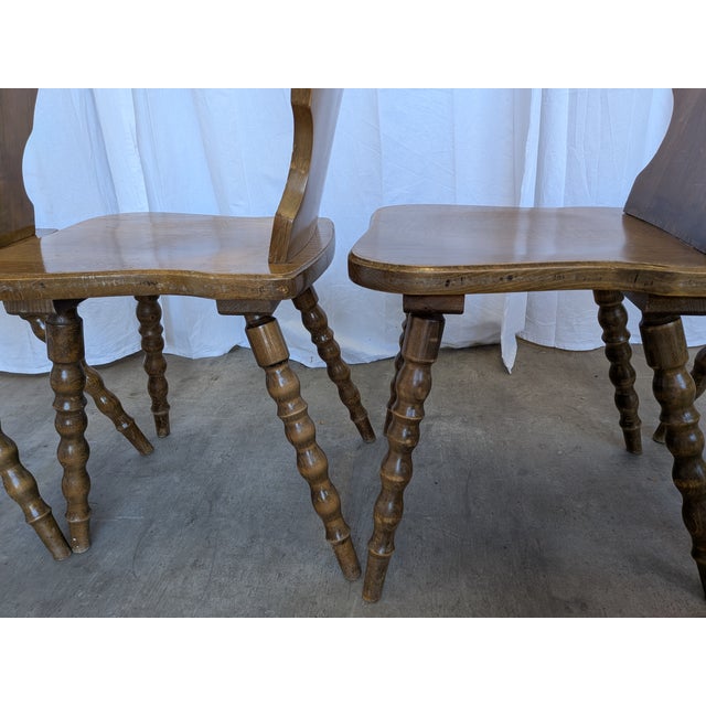 Vintage Tyrolean Farmhouse Heart Cutout Wooden Dining Chairs, 1970s, Set of 4 For Sale - Image 14 of 18