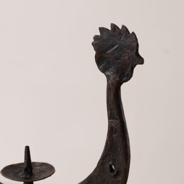 1950s French Iron Rooster Candlestick For Sale - Image 10 of 13