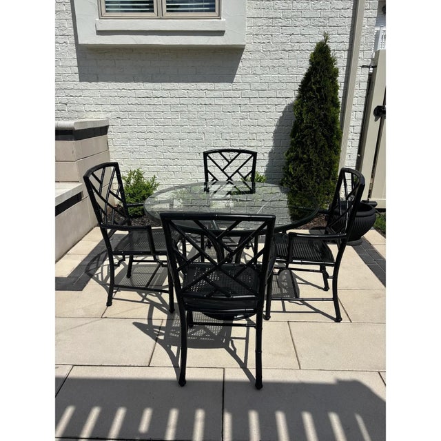 Meadowcraft Vintage Restored Chinoiserie Patio Dining Set by Meadowcraft For Sale - Image 4 of 12
