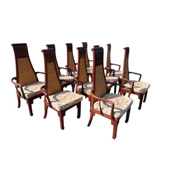 These rare, spectacular chairs blend Mid-Century-Modern elegance with Chinoiserie and Hollywood Regency influences. These...
