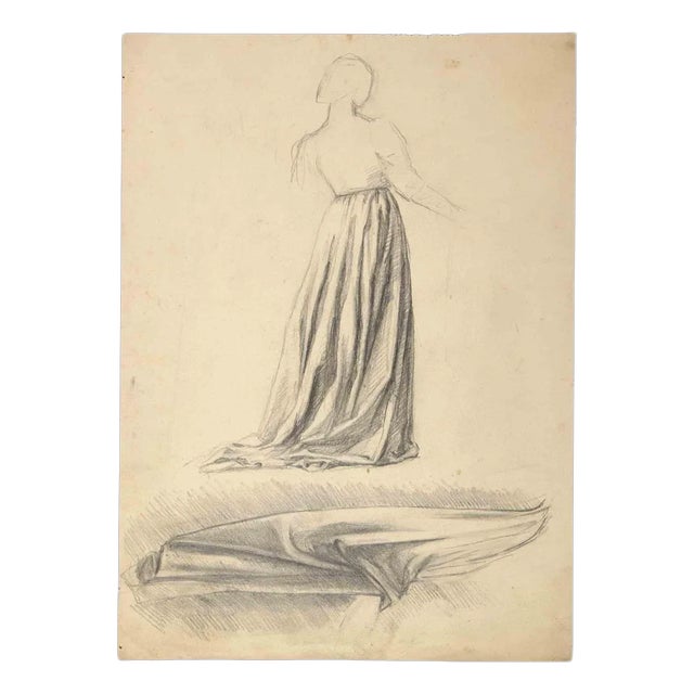 Aurelio Mistruzzi, Woman from Behind, Drawing, 20th-Century For Sale