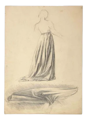 Aurelio Mistruzzi, Woman from Behind, Drawing, 20th-Century
