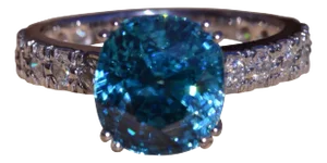 The Shannon: Natural Fancy Vivid Blue Zircon in Platinum