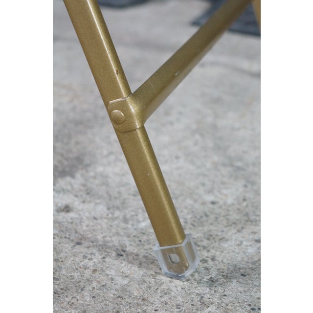 Mid 20th Century A. Fritz + Co Mid Century Gold Frame & Green Velvet Metal Folding Chairs Modern For Sale - Image 13 of 16