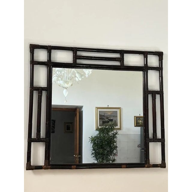 Vintage Italian Bamboo Mirror, 1970s For Sale - Image 4 of 8