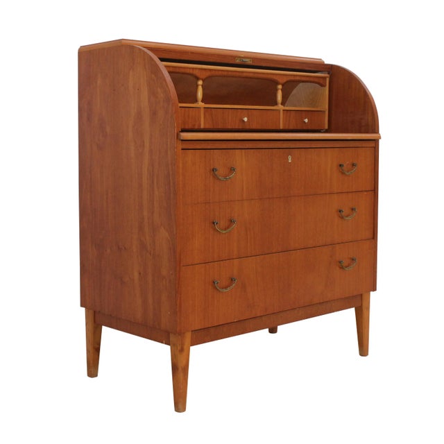 Mid-Century Solid Teak Wood Bureau, Germany, 1950 For Sale - Image 4 of 7