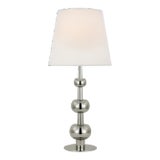 Paloma Contreras for Visual Comfort Signature Comtesse Medium Triple Table Lamp in Polished Nickel with Linen Shade For Sale