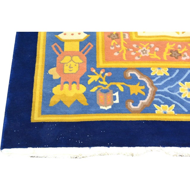 Vintage Chinese Art Deco Hand Knotted Wool Rug,10'9'' X 14'4'' For Sale In New York - Image 6 of 7