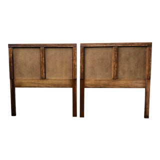Vintage Faux Bamboo and Wicker Twin Headboards - a Pair For Sale
