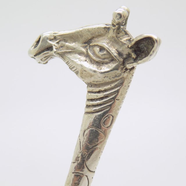 Metal Vintage Italian Handmade Genuine Silver Giraffe Figurine, 1980s For Sale - Image 7 of 13