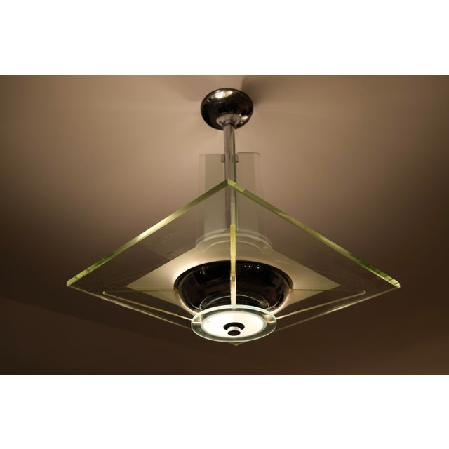 1930s Art Deco Ceiling Lamp with Thick Glass Plate, 1930s For Sale - Image 5 of 12