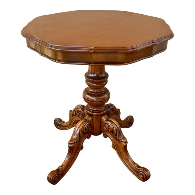 20th Century Spanish Carved Wood Pedestal Side Table, 1950 For Sale - Image 16 of 16