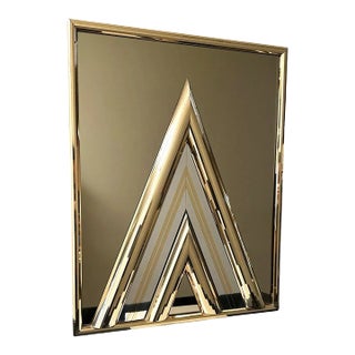 1970s Hollywood Regency Brass Chrome Veneer Glam Accent Mirror Wall Art For Sale