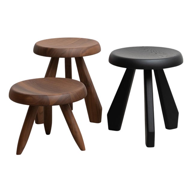Wood Meribel Stool by Charlotte Perriand for Cassina, Set of 3 For Sale