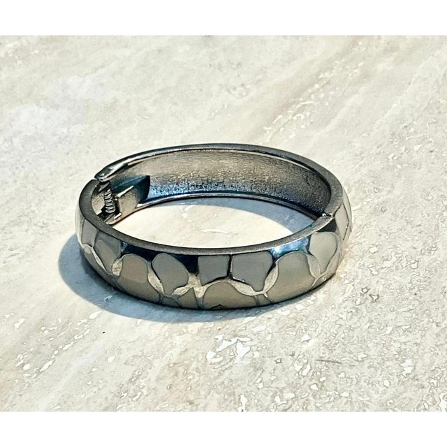 Vintage Silver & Enamel Clamper Bracelet For Sale - Image 4 of 12