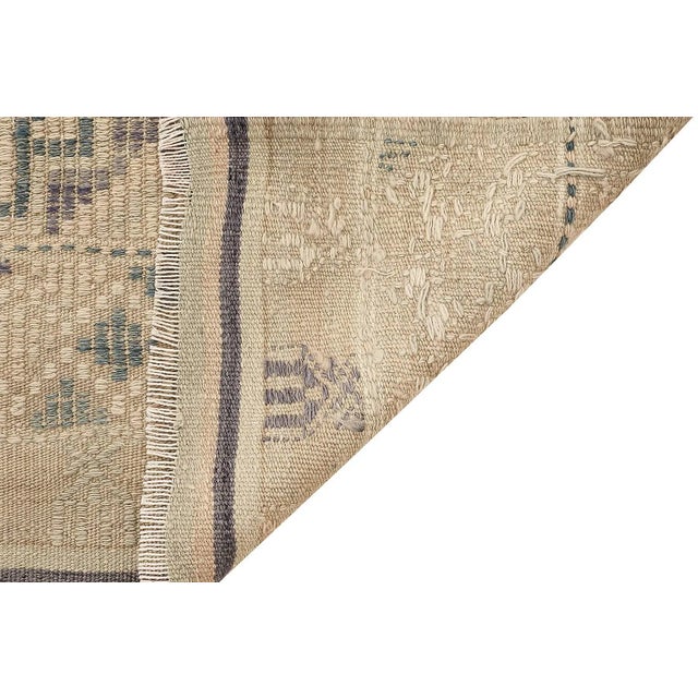 Mid 20th Century Mid 20th Century Mid 20th Century Washed Out Embroidered Vintage Kilim For Sale - Image 5 of 7