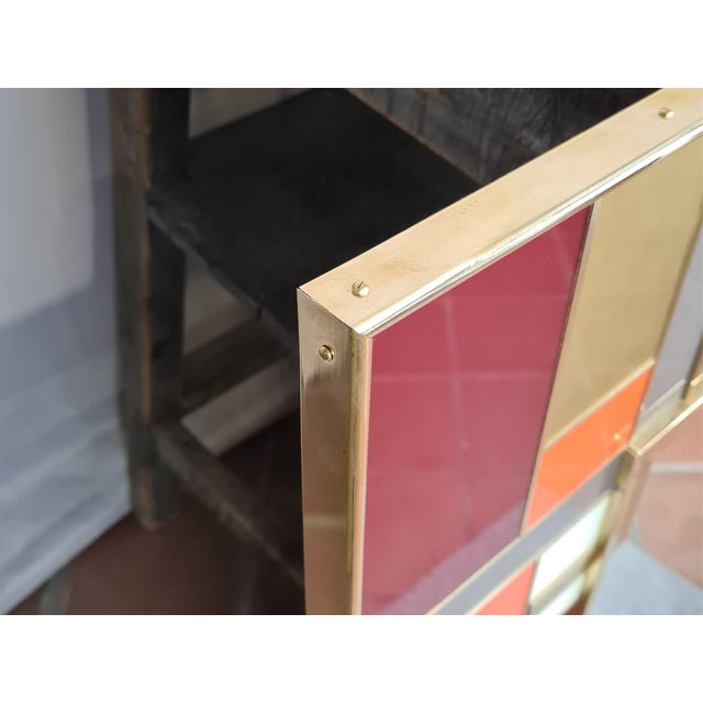 Contemporary Square Multicolor Murano Wall Mirror with Brass Inserts from Justfurnituress SRL For Sale - Image 3 of 5