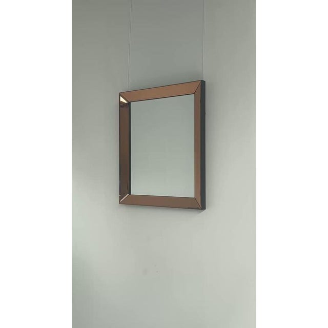 Glass Vintage Peach Smoked Beveled Mirror, 1970s For Sale - Image 7 of 8
