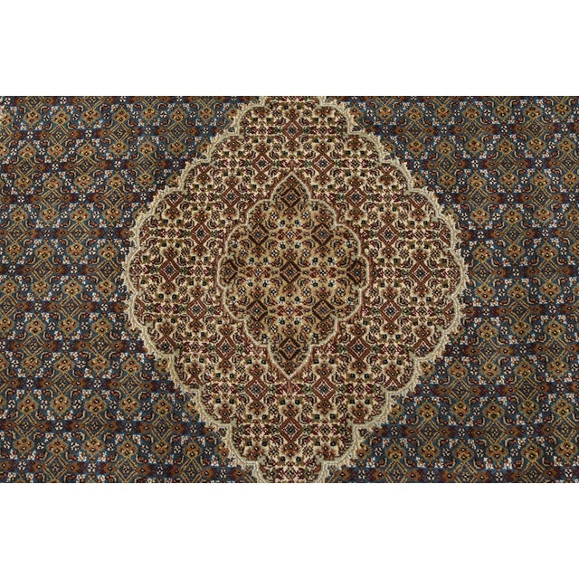 Tabriz Mahi Rug 8' X 10'3'' Blue Wool Traditional Hand-Knotted Oriental Carpet For Sale In Philadelphia - Image 6 of 15