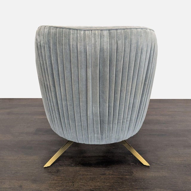 2010s West Elm Roar & Rabbit Pleated Velvet Swivel Chair For Sale - Image 5 of 11
