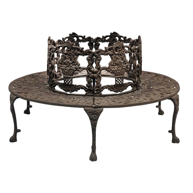 Pair of 1920s Cast Aluminum Garden Tree Benches For Sale In Los Angeles - Image 6 of 12