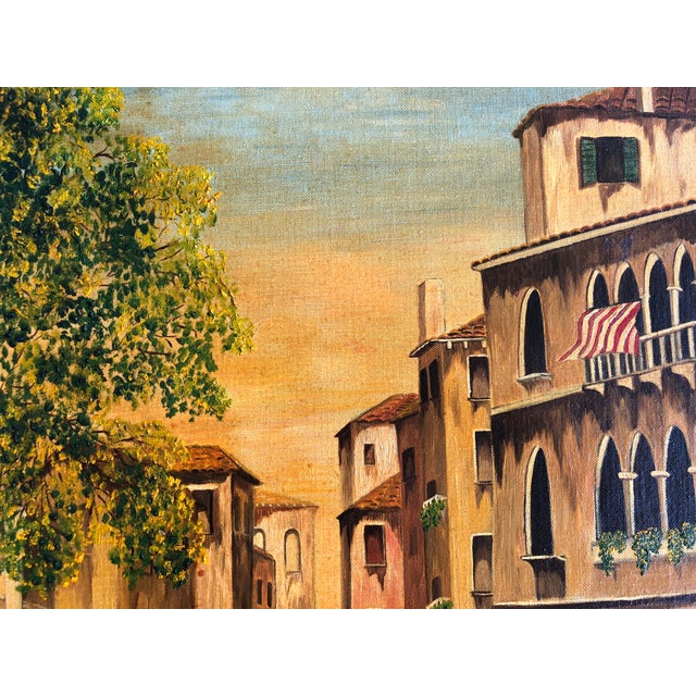 A charming Venice Italy scene painted in 1979. Oil on board. Solid wood frame. Framed in 2004.