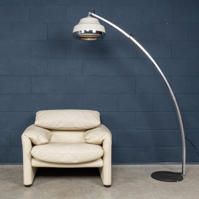 Silver Vintage Italian Extendable Arc Floor Lamp, 1970 For Sale - Image 8 of 11