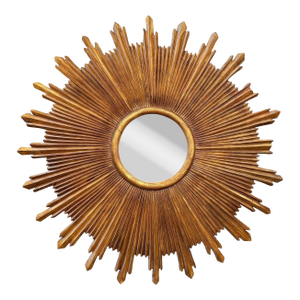 48" MCM Style Gilt Wood Starburst Mirror by Carol Canner for Carvers Guild