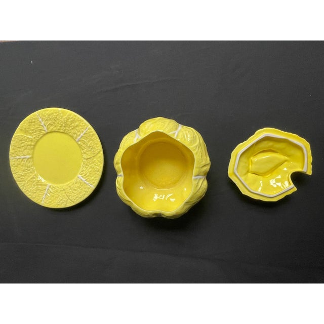Yellow Vintage Yellow Cabbage Tureen and Plate For Sale - Image 8 of 11