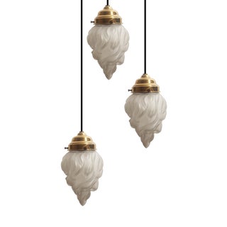 Art Deco Triple Cascade Pendant Lamp For Sale