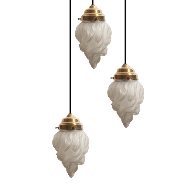Art Deco Triple Cascade Pendant Lamp For Sale