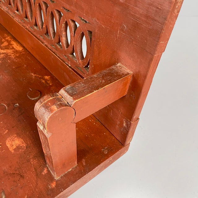Red Art Deco Italian Bench in Red Wood, 1930s For Sale - Image 8 of 18