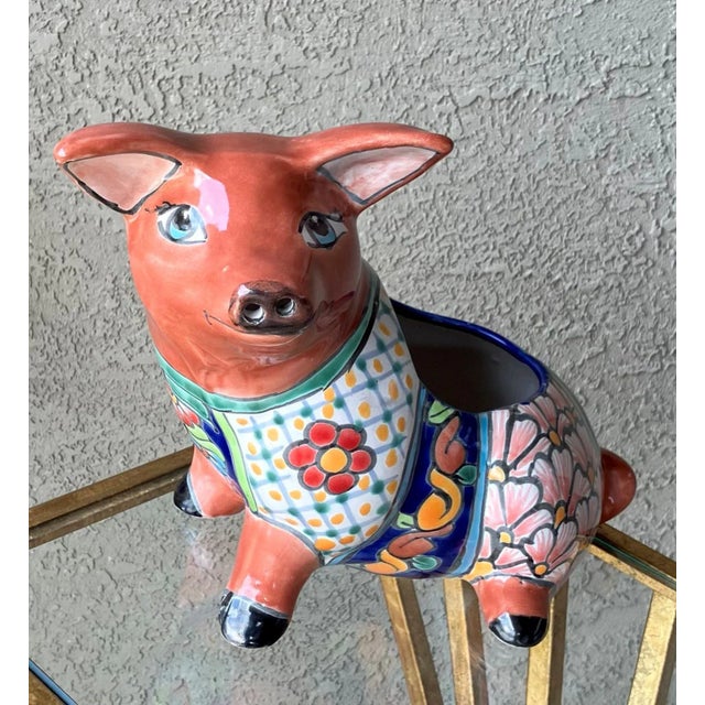 Whimsical Late 20th-Century Talavera Piglet Cachepot / Planter, Mexico For Sale In Austin - Image 6 of 12