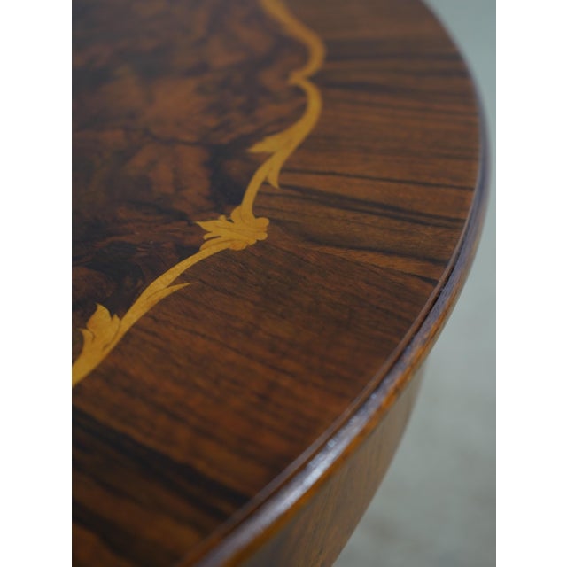 Vintage Italian Inlaid Walnut Round Lamp Table For Sale - Image 9 of 14