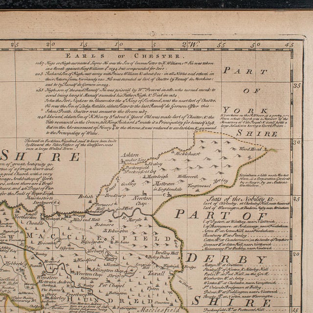 Beige Antique Chester County Map, English, Cheshire, Framed Cartography, Georgian For Sale - Image 8 of 12