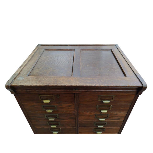 Wood Vintage Danish Archive Filing Cabinet in Oak from Silkeborg Møbelfabrik, 1920s For Sale - Image 7 of 14