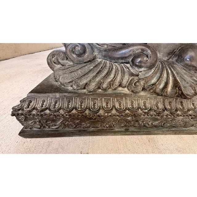 Vintage La Barge Hollywood Regency Cast Bronze Shell & Acanthus Console Table Base For Sale - Image 13 of 14