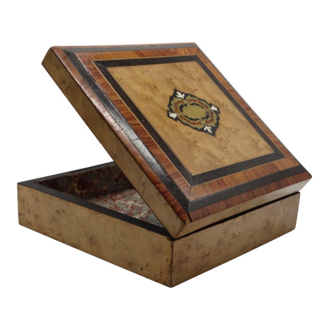 Antique French Boulle & Marquetry Box For Sale