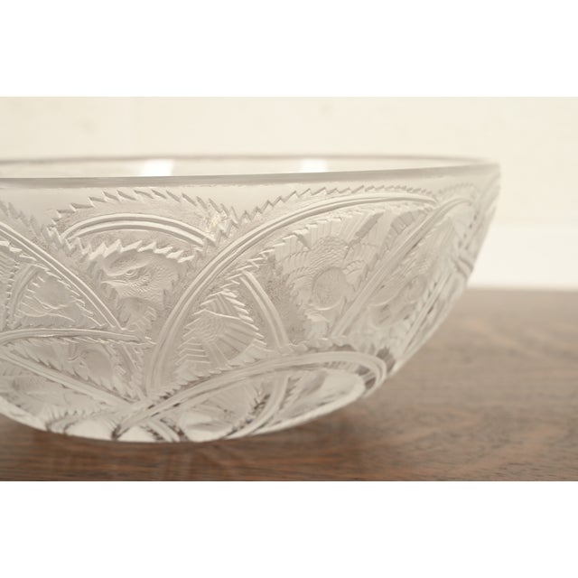 Transparent Lalique "Pinsons" Art Deco Frosted Crystal Glass Bowl For Sale - Image 8 of 14